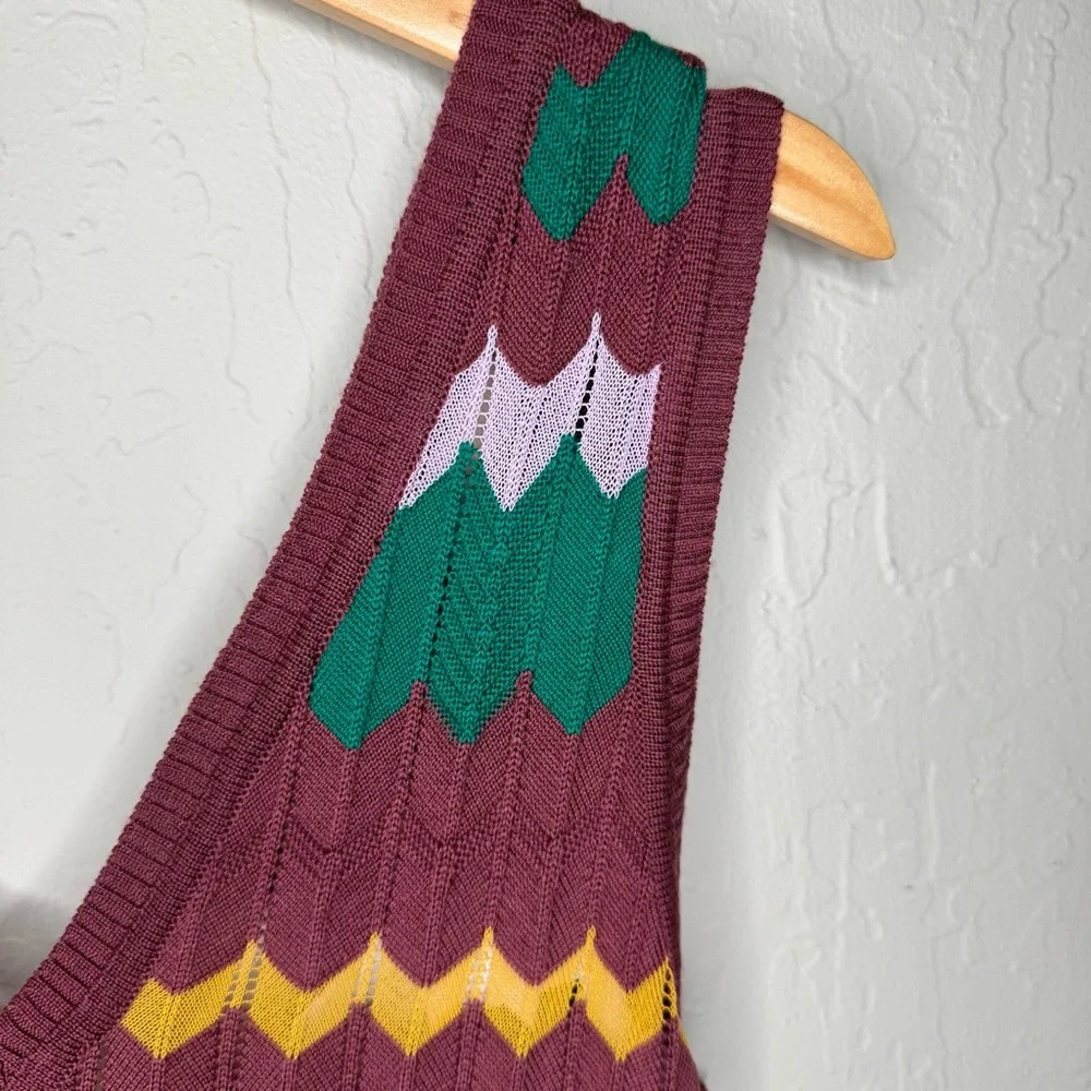 NWT M MISSONI Wide Leg Knit Jumpsuit Long Overalls Zig Zag Pattern V-Neck XS - Picture 9 of 16